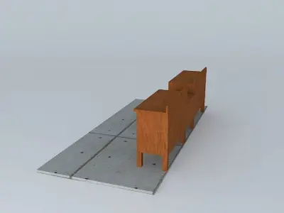 Workbench wooden bench Free 3D model