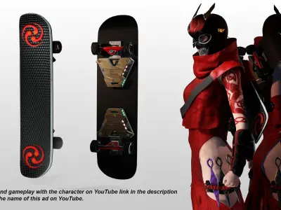 Kuro Oni Stylized Sci Fi Ninja Assassin Game Ready Character Low-poly 3D model