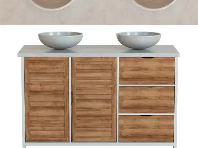 Dressing table Esterel Spruce 2-Door 2-Drawer Double Vanity Unit 3D model