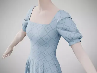 Dress 27 Light Blue Low-poly 3D model