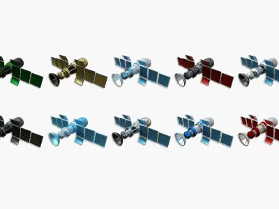 100 Satellites Collection - SciFi Space Design 3D Model Pack