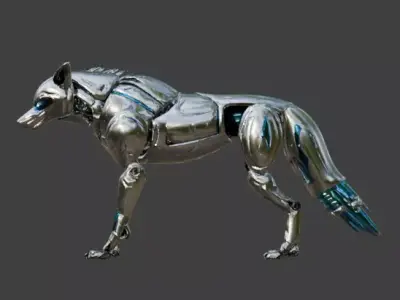 Sci-Fi Robot Wolf 3D Model Low-poly 3D model