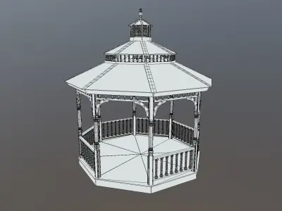 Garden Gazebo White Game Ready  Low-poly 3D model