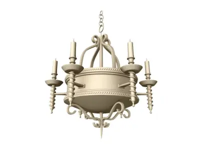 chandelier 3D model with four candle holders 3D model
