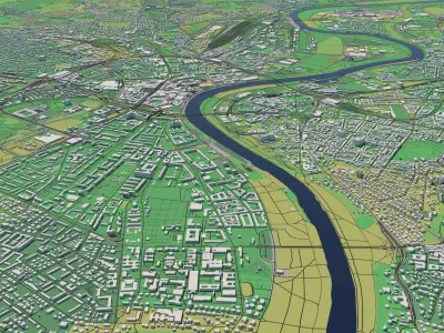 Dresden Germany 25x25km 3D City Map 3D model