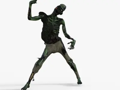 Scary Zombie Skeleton Rigged 3D model