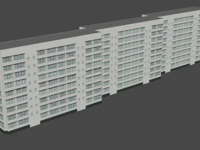 9-storey building Low-poly 3D model