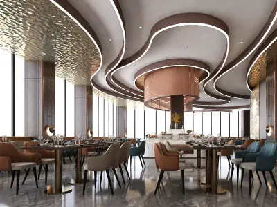 Restaurant Interior Low-poly 3D model