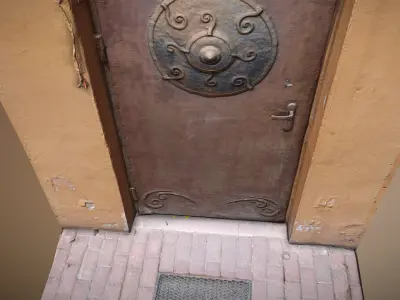 Scanned photorealistic old metal door - mongolian style  Low-poly 3D model