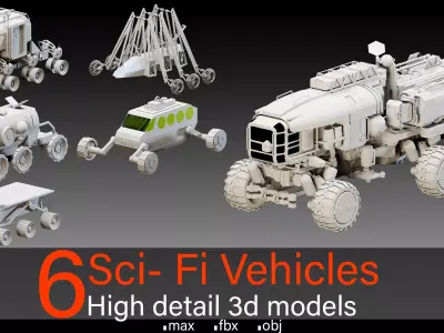 6 Sci- Fi Vehicles- High detail 3d models Low-poly 3D model