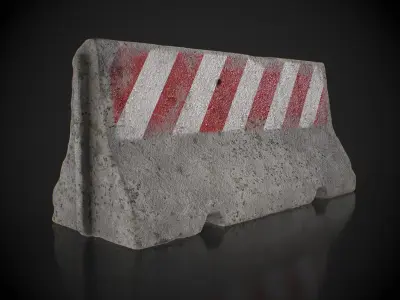 Concrete Barrier Blocking Road Low-poly 3D model