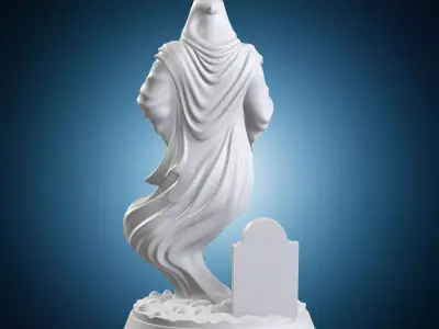 Haunting Ghost Mage Fantasy RPG Miniature On Base 3D print model