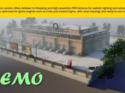 Low-Resolution Truck Hangar Low-poly 3D model