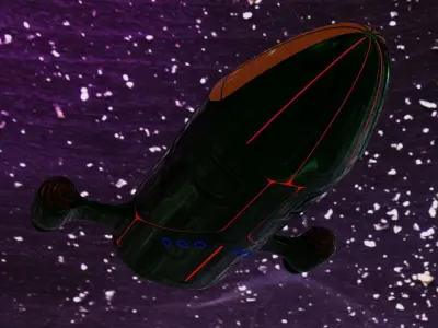Starship rocket ship flying in sky Low-poly 3D model