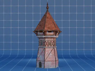 Medieval Watchtower 02 Low-poly 3D model