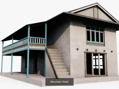Mountain Village Buildings  3D Model Pack