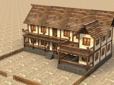 Medieval house fifteen 3 Low-poly 3D model