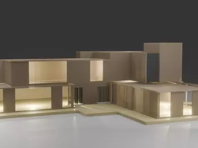 MODERN HOUSE Exterior with Posh Lighting 3D model Low-poly 3D model