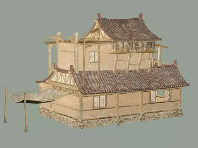 Japan Asian Medieval Hut B House 3D Model Low-poly 3D model