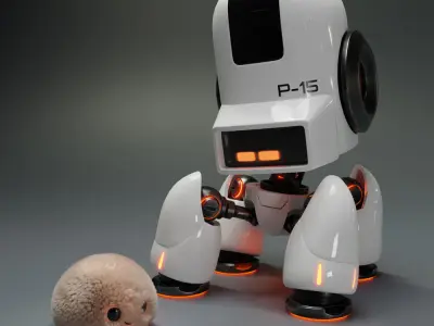 Cute Spider Robot White 3D model