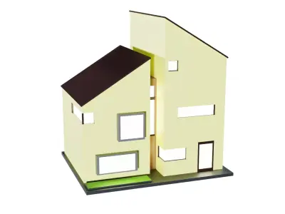 Low Poly Modern House Low-poly 3D model