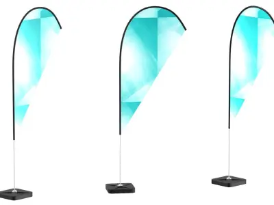 Flag Banners collection 3D model