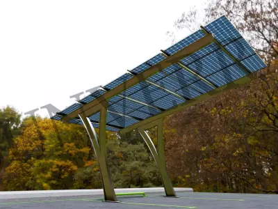 Lowpoly Solar Carport-L-3 Types-Steel Structure Low-poly 3D model