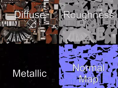 Charming Tudor House model pack Low-poly 3D model