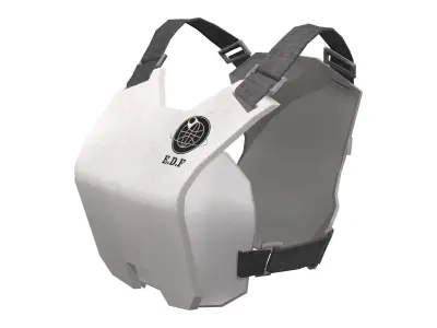 White Sci-fi Tactical Female Bulletproof Vest Low-poly 3D model