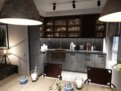Loft interior scene 3D model