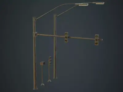 Stop Light 1C Low-poly 3D model