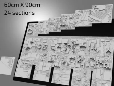 3D Las Vegas 3D Map City Art Landmark Las Vegas Skyline 3D print model