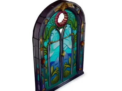 Art Nouveau Stained Glass Window Low-poly 3D model