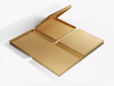 10-inch Pizza Boxes Kraft Paper Mockup 3D Model Pack