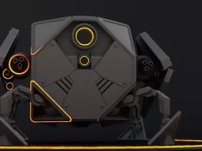 CUBE BOT rigged - animated 3D model