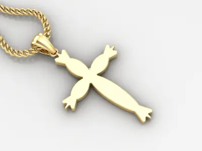 Light Gold 18K Cross Pendant 1CP071 3D print model buy