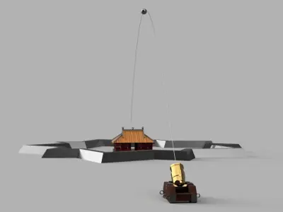 Coehorn mortar cannon Low-poly 3D model