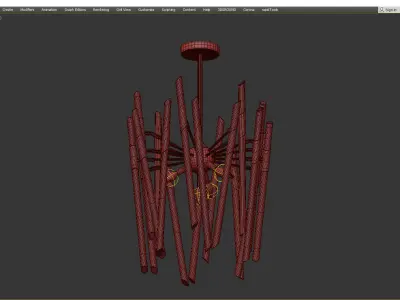 Ice Rods Chandelier brass Low-poly 3D model