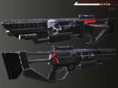 EX-5200 Sci-fi Rifle Lowpoly Low-poly 3D model