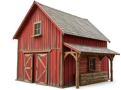 Rustic Red Barn model pack Low-poly 3D model