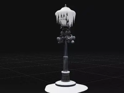 Stylized Street Lamp Winter Christmas Game Asset Low-poly 3D model