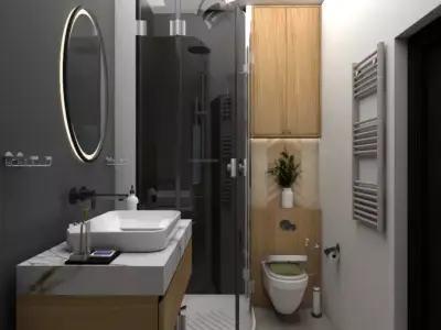 A minimalist functional  and streamlined aesthetic  Bathroom 3D model