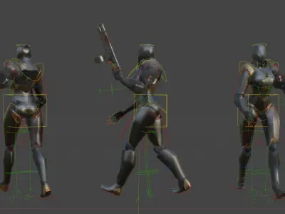 Futuristic Sci-Fi Robot Soldier 3D Model Low-poly 3D model