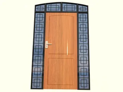 Modern Door With 2 Sidelights Low-poly 3D model