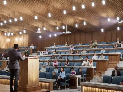 Detailed Interior Auditorium or Hall with acoustics Low-poly 3D model