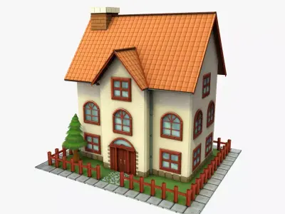 Cartoon House Low-poly 3D model
