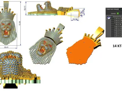 HIP HOP LION KING JEWELLERY 3D model