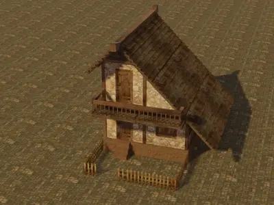 Medieval house 12 Low-poly 3D model