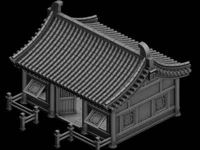 Game Building - Yan overlooking the house 03 3D model