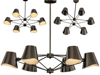 Black And Gold Chandelier 3D model
